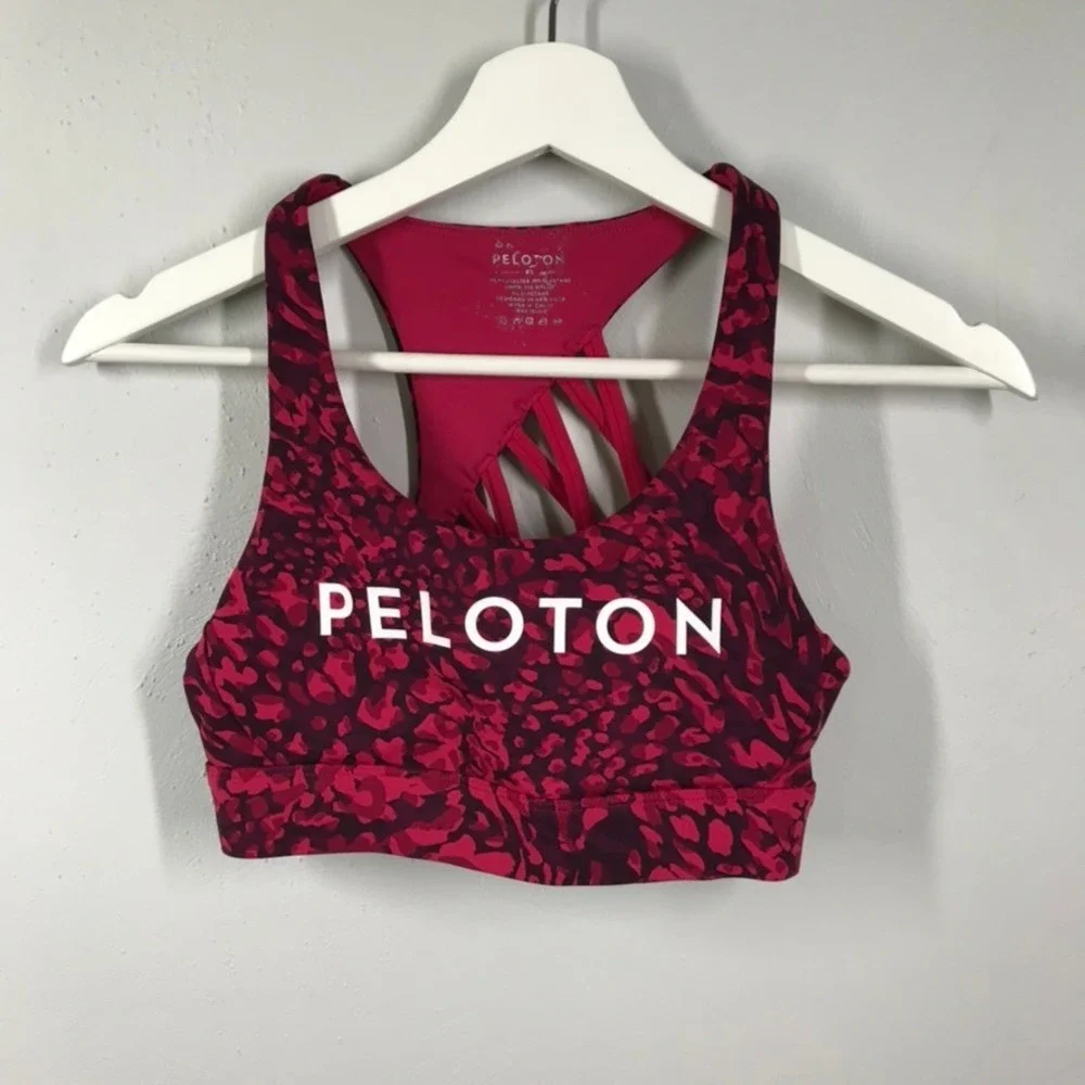 PELOTON Sports Bra Womens Size XS Cadent‎ Strappy Crimson Pattern w/ Padding